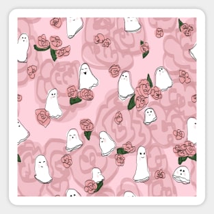 Pink Ghosties with Flowers Magnet